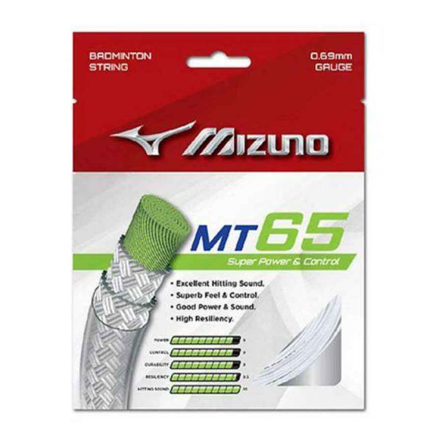 Badminton * | Clearance Mizuno Mt 65 0.69Mm Badminton String (10M) White