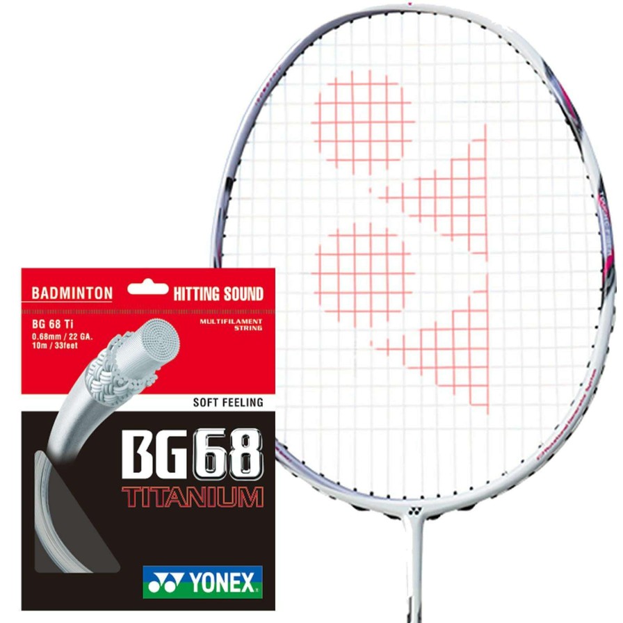 Badminton * | On Sale Yonex Bg 68 Ti Badminton String White 0.68Mm 10M Packet