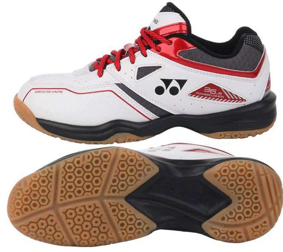 Shoes * | Special Offers Yonex Power Cushion 36 Mens Badminton Shoes White Red