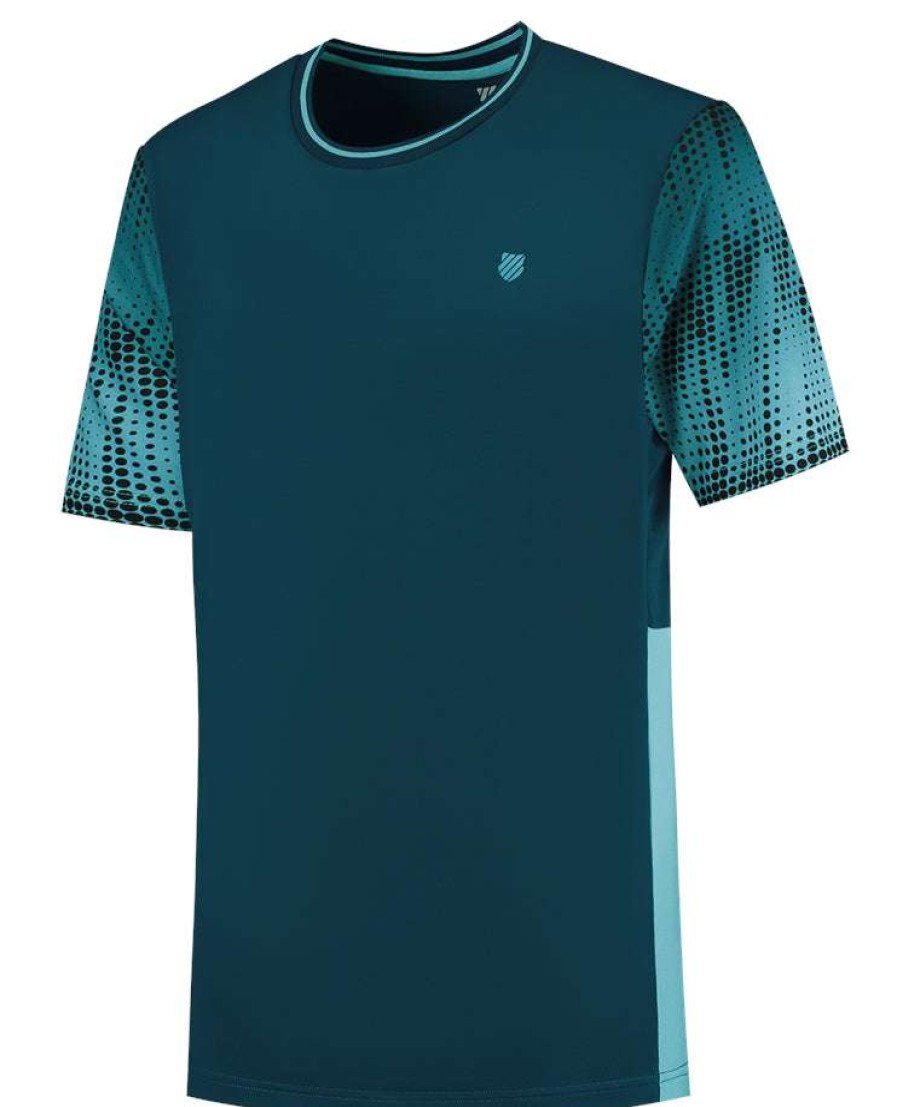 Clothing * | Special Offers K-Swiss Hypercourt Print Crew 3 Badminton T-Shirt Blue Opal