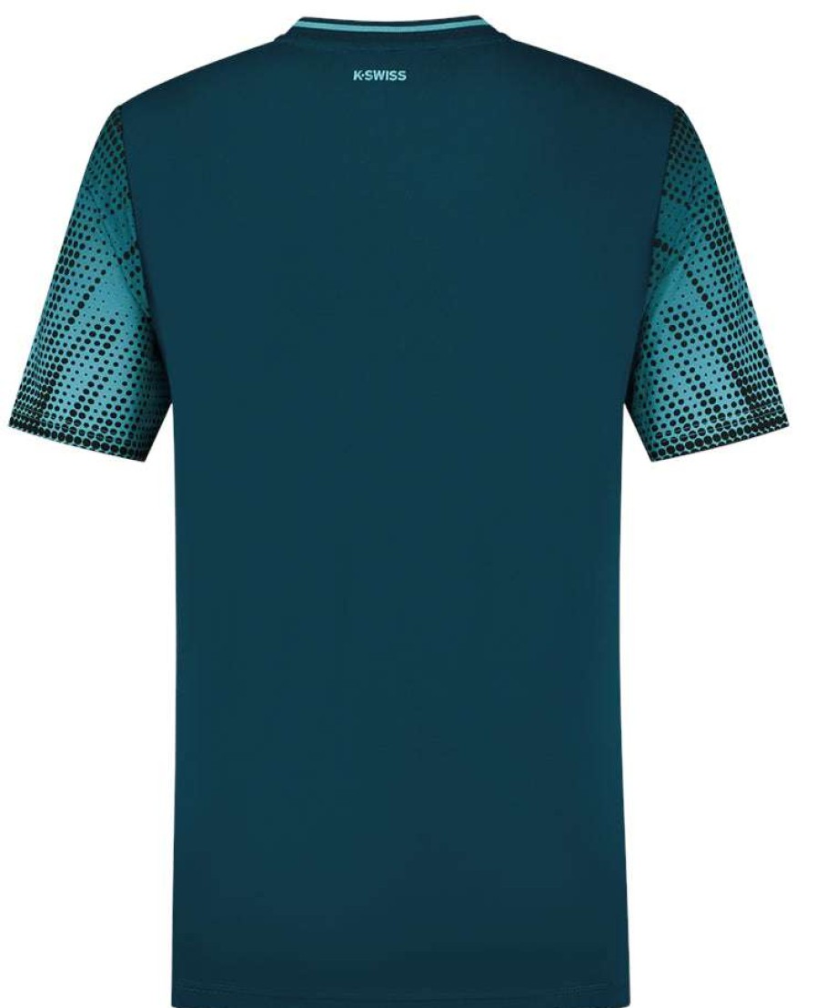 Clothing * | Special Offers K-Swiss Hypercourt Print Crew 3 Badminton T-Shirt Blue Opal