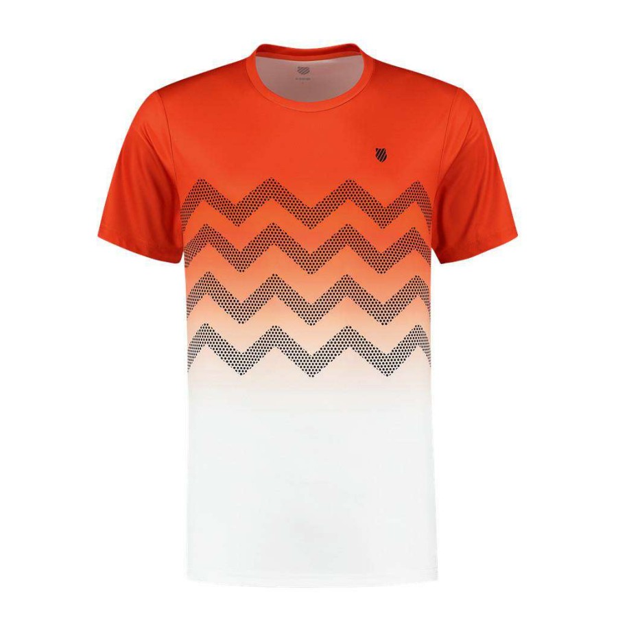 Clothing * | Half Off K-Swiss Hypercourt Print Crew 2 Mens T-Shirt Orange / White