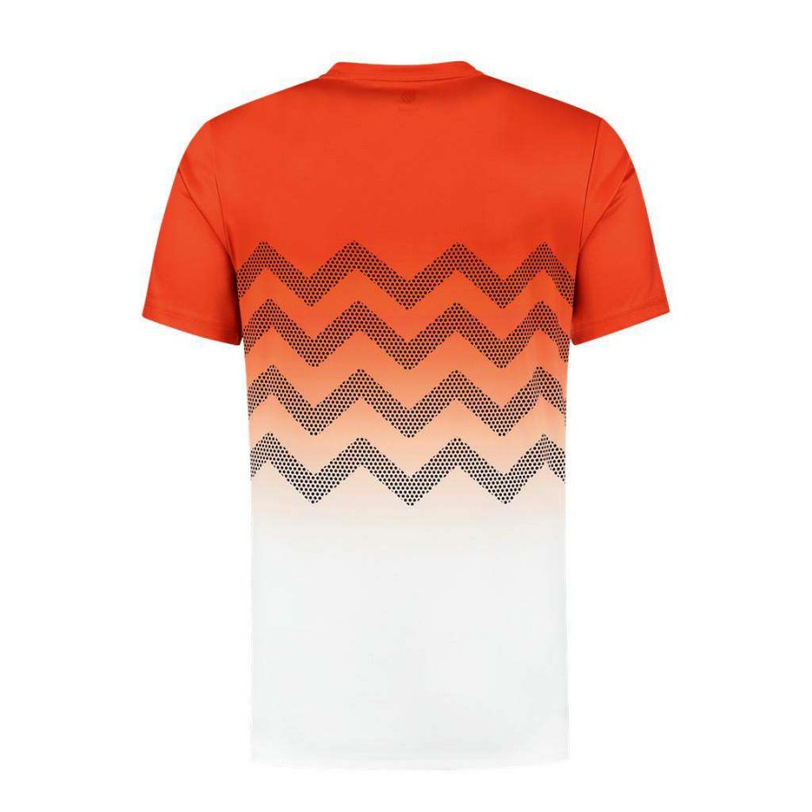 Clothing * | Half Off K-Swiss Hypercourt Print Crew 2 Mens T-Shirt Orange / White