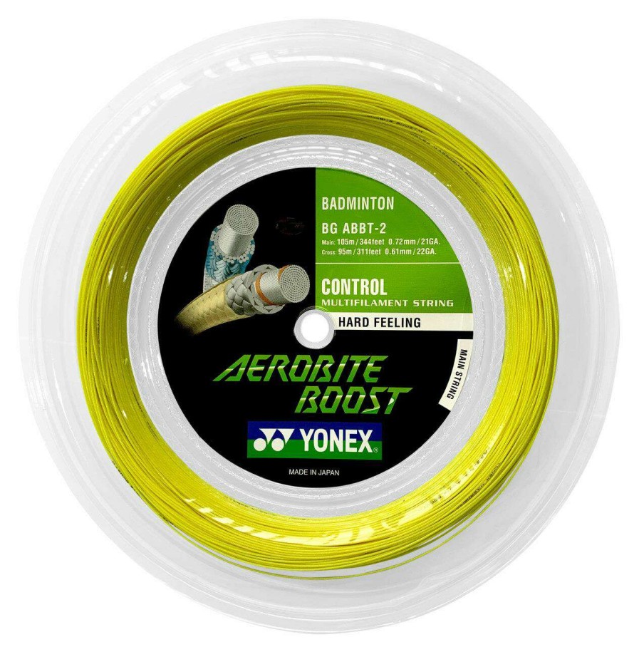 Badminton * | Discount Online Yonex Aerobite Boost Badminton String Grey Yellow 0.72/0.61Mm 200M Reel