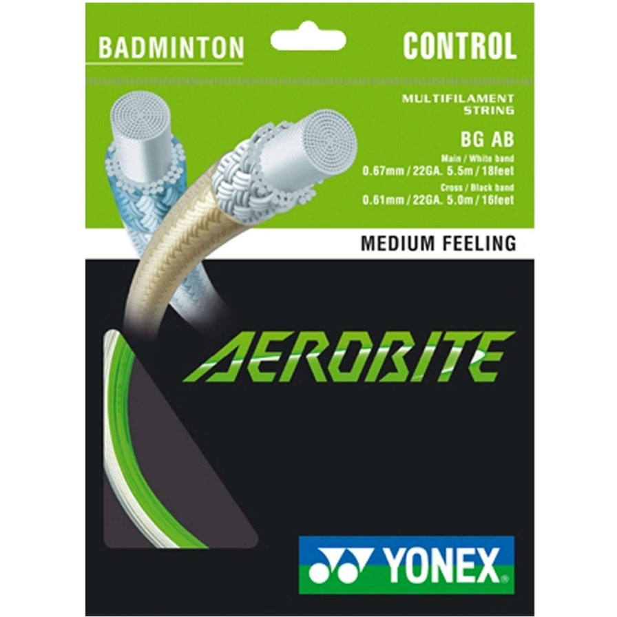 Badminton * | Sales Online Yonex Aerobite Badminton String White Green 0.67/0.61Mm 10M Packet