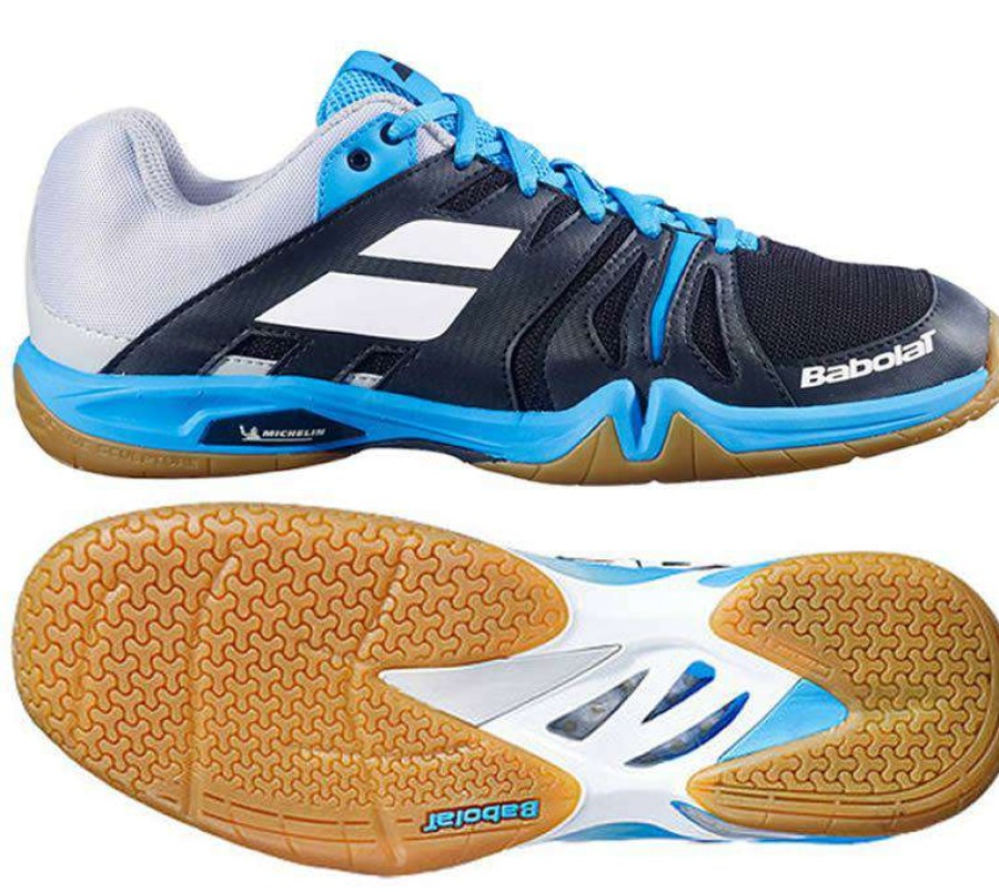 Shoes * | On Sale Babolat Shadow Team Badminton Shoes Black Blue