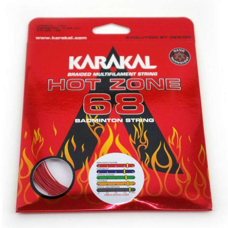 Badminton * | Limit Offer Karakl Hot Zone 68 Badminton String 0.68Mm (10M) Red