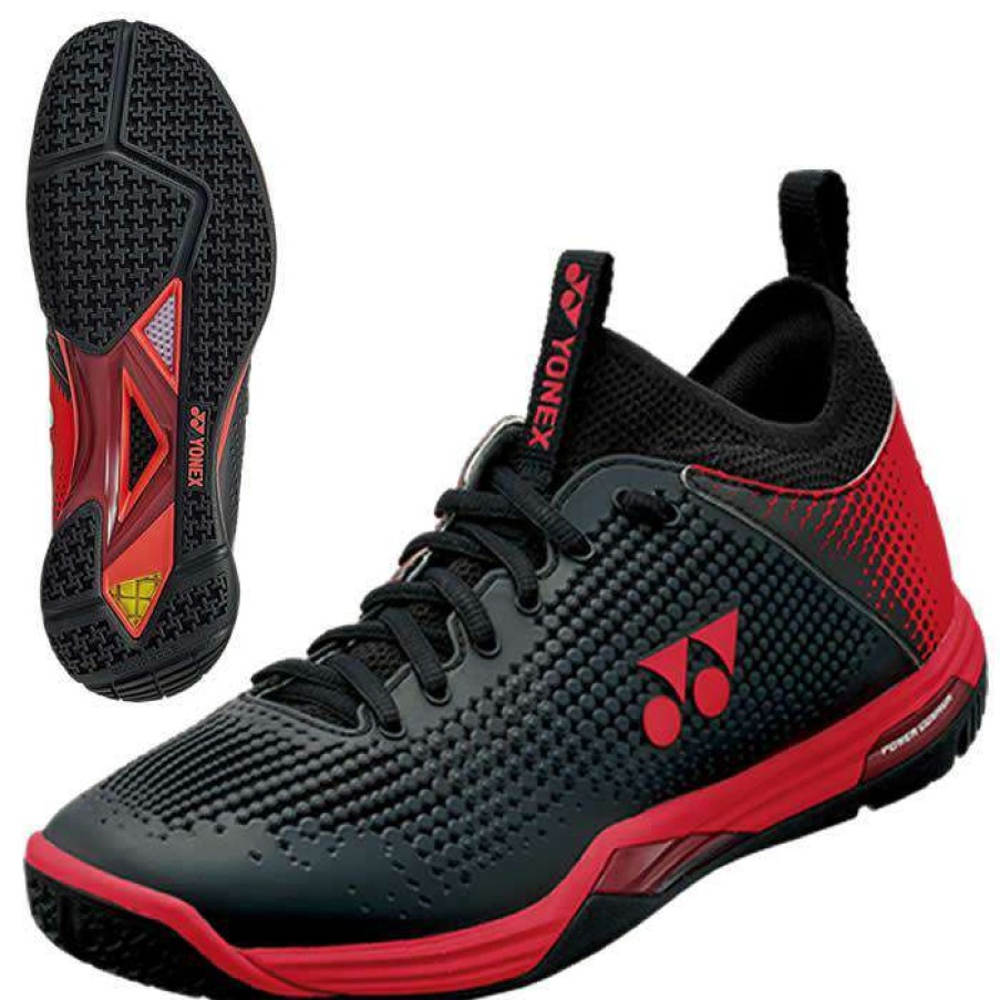 Shoes * | Clearance Yonex Power Cushion Eclipsion Z2 Mens Badminton Shoes Black Red