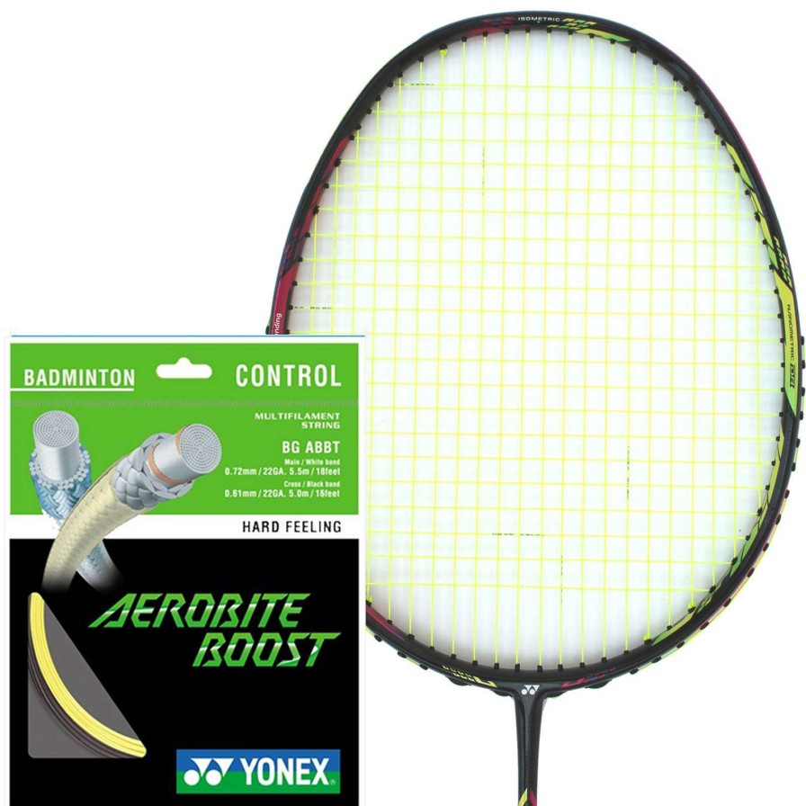 Badminton * | Special Offers Yonex Aerobite Boost Badminton String Grey Yellow 0.72/0.61Mm 10M Packet