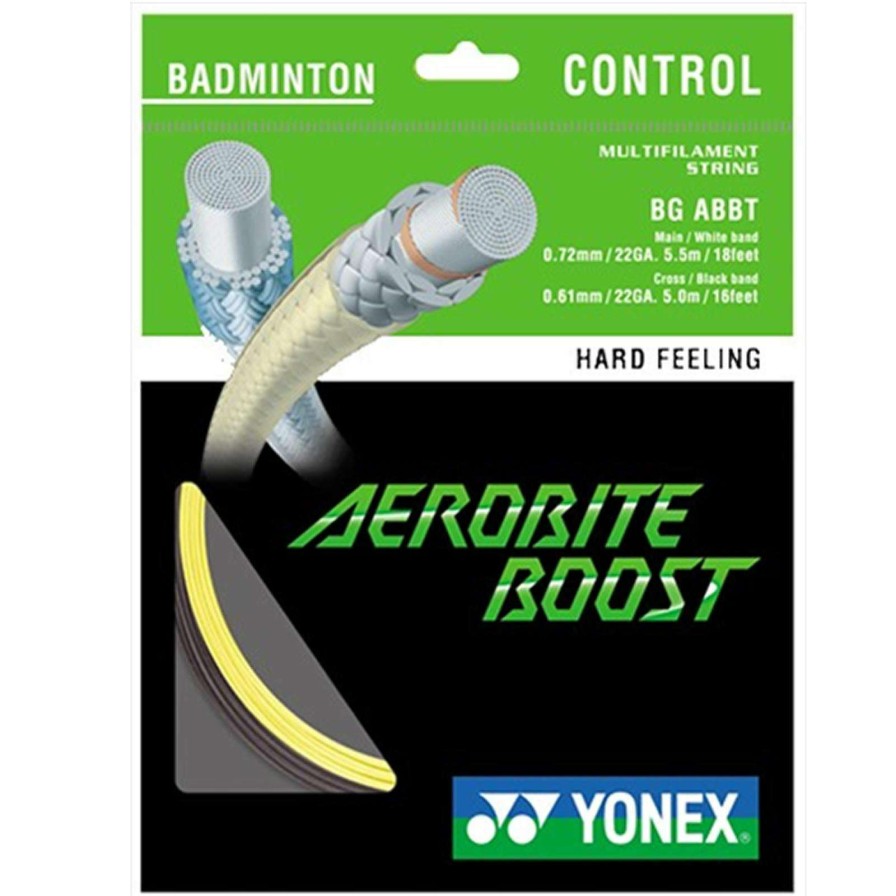 Badminton * | Special Offers Yonex Aerobite Boost Badminton String Grey Yellow 0.72/0.61Mm 10M Packet