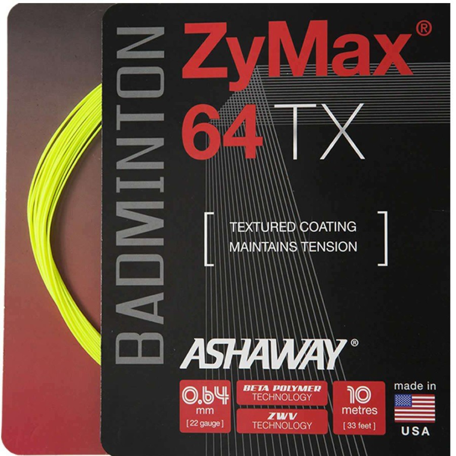 Badminton * | Special Offers Ashaway Zymax 64 Tx Badminton String Yellow 0.64Mm 10M Packet