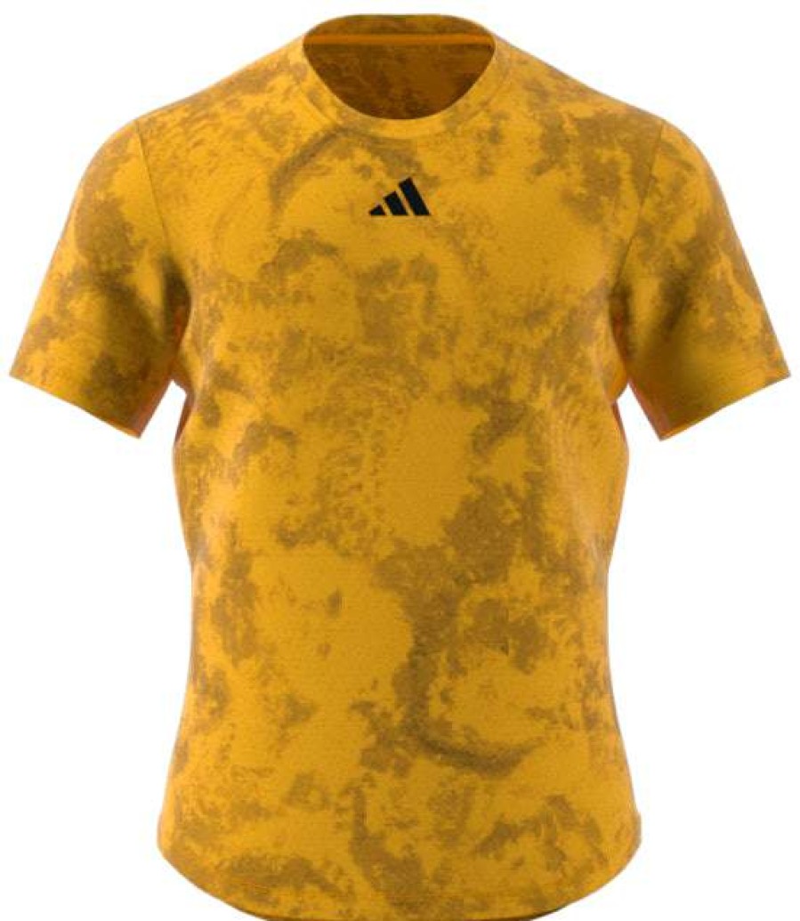 Clothing * | Sales Online Adidas Paris Mens Freelift Badminton T-Shirt Gold / Yellow