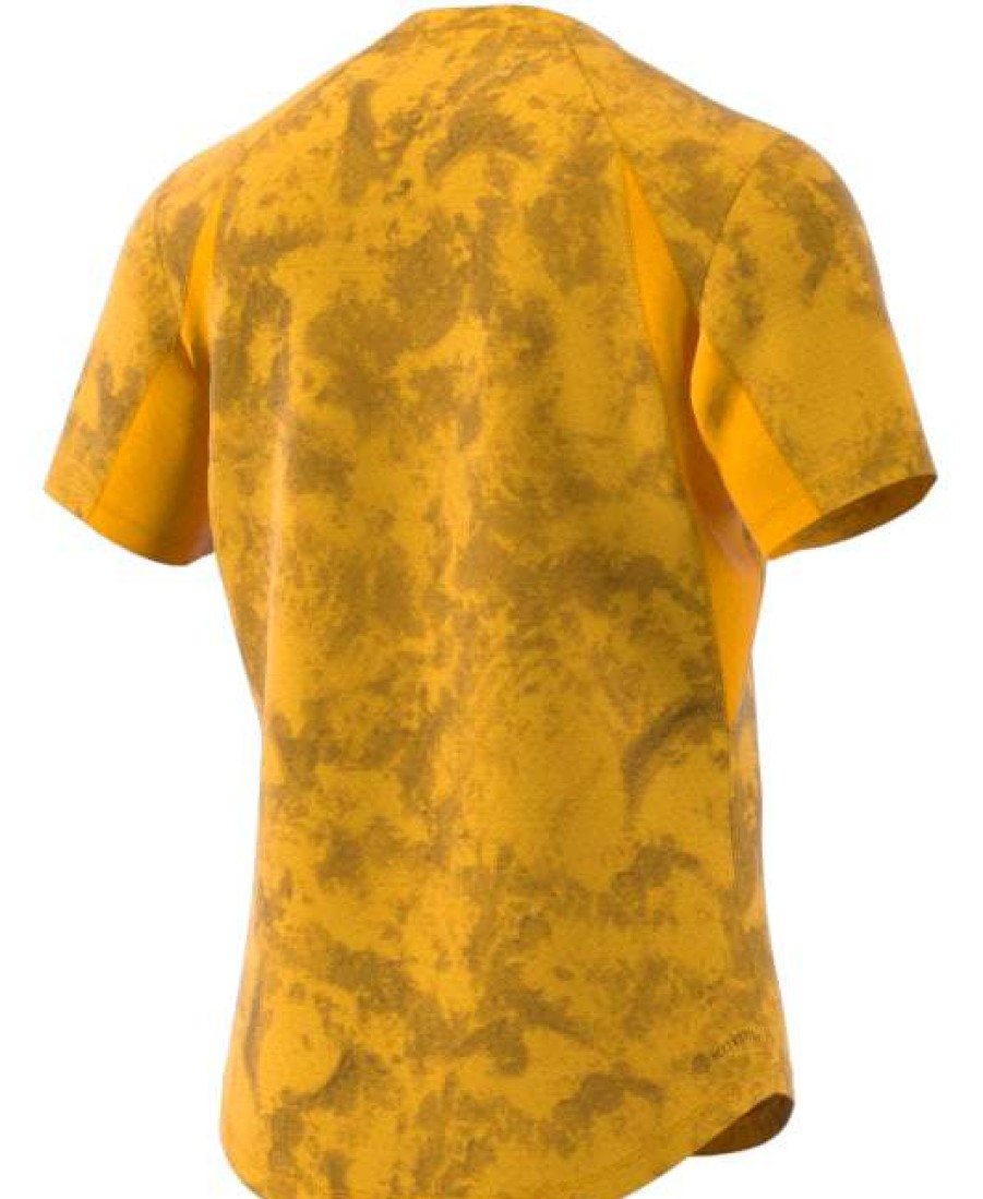 Clothing * | Sales Online Adidas Paris Mens Freelift Badminton T-Shirt Gold / Yellow