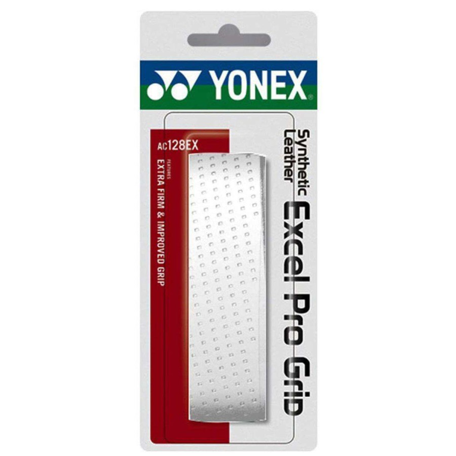 Badminton * | Limit Offer Yonex Ac128Ex Synthetic Leather Excel Pro Grap Badminton Grip White