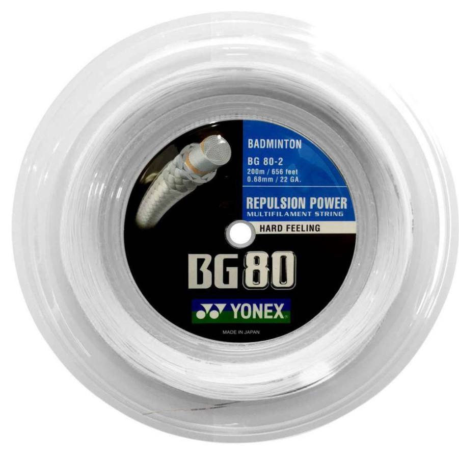 Badminton * | Clearance Yonex Bg 80 Badminton String White 0.68Mm 200M Reel