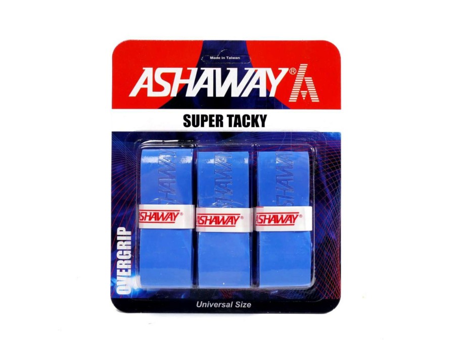 Badminton * | Limit Offer Ashaway Super Tacky Badminton Overgrip Blue Set Of 3