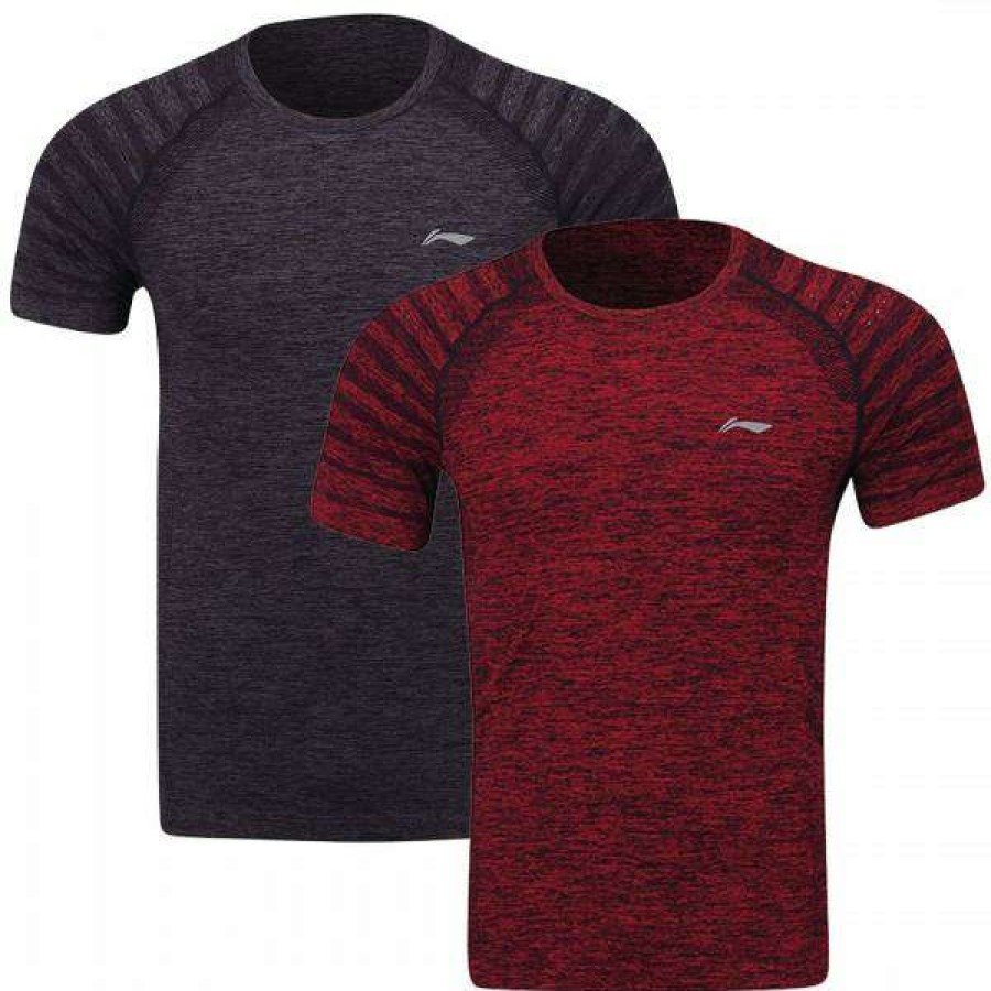 Clothing * | Sales Online Li-Ning Seamless Mens Badminton T-Shirt (2 Pack) Red