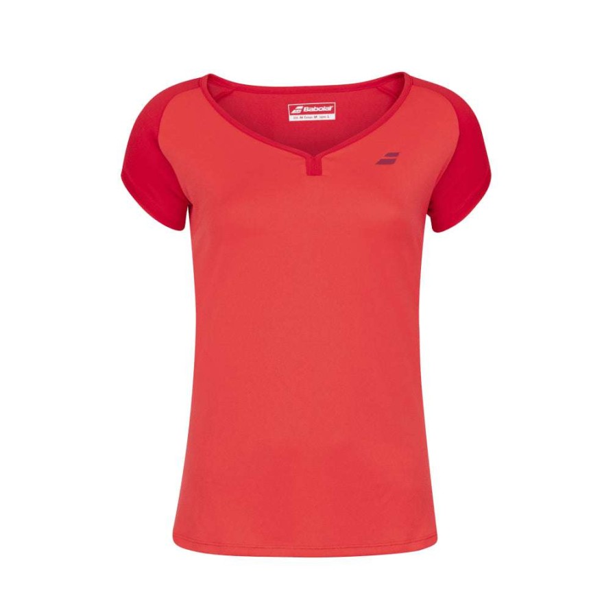 Clothing * | Discount Online Babolat Play Womens Cap Sleeve Badminton Top Tomato Red