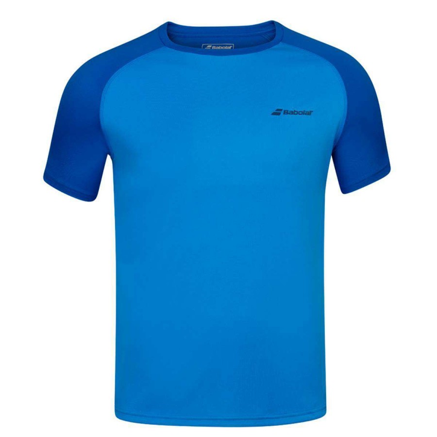 Clothing * | Clearance Babolat Play Crew Neck Mens Badminton T-Shirt Blue Aster