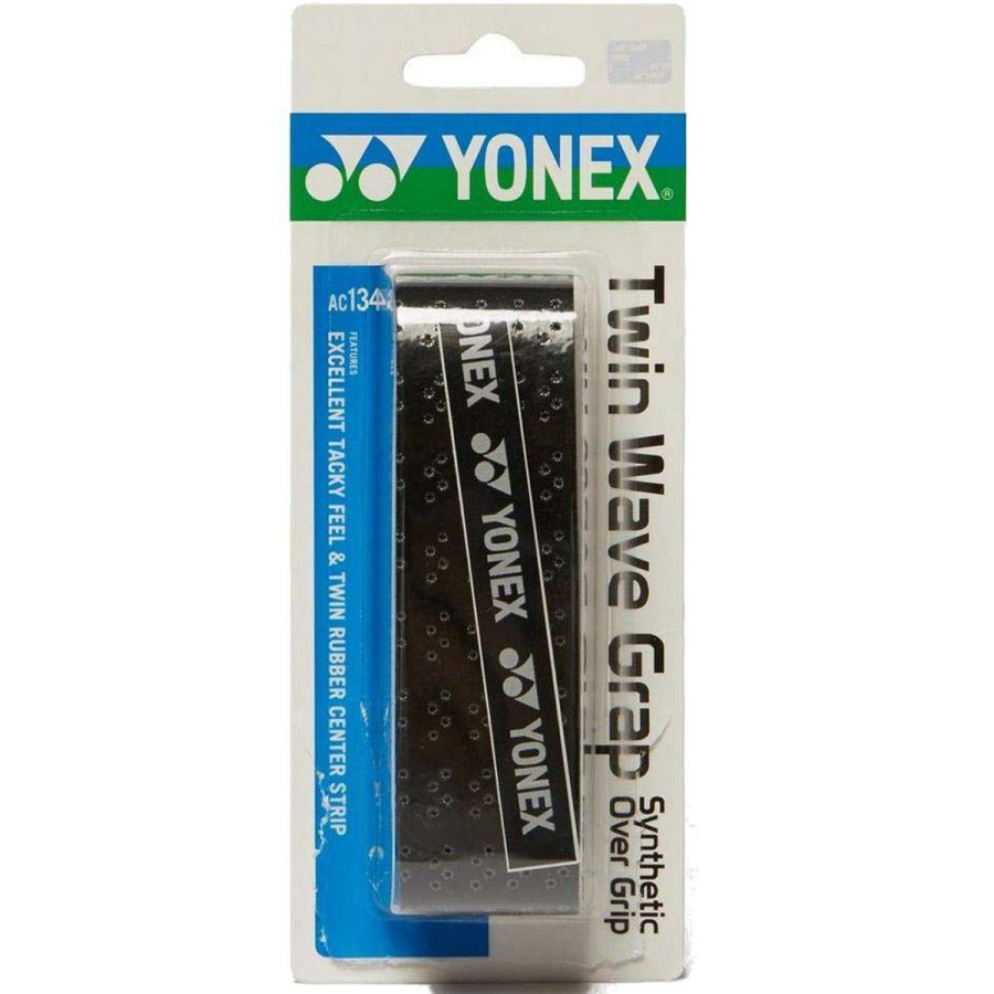 Badminton * | Clearance Yonex Ac134Ex Twin Wave Grap Badminton Overgrip Black