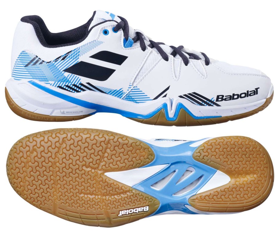 Shoes * | Discount Online Babolat Shadow Spirit Mens Badminton Shoes White / Black