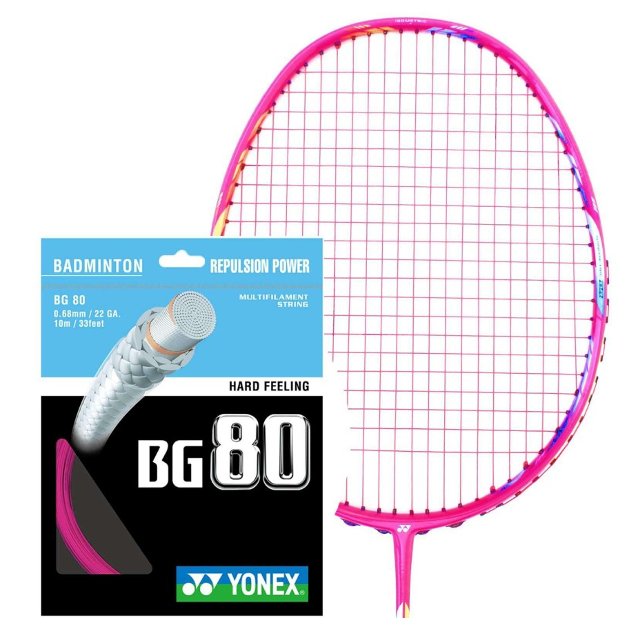 Badminton * | Clearance Yonex Bg 80 Badminton String Neon Pink 0.68Mm 10M Packet