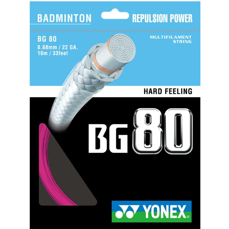 Badminton * | Clearance Yonex Bg 80 Badminton String Neon Pink 0.68Mm 10M Packet