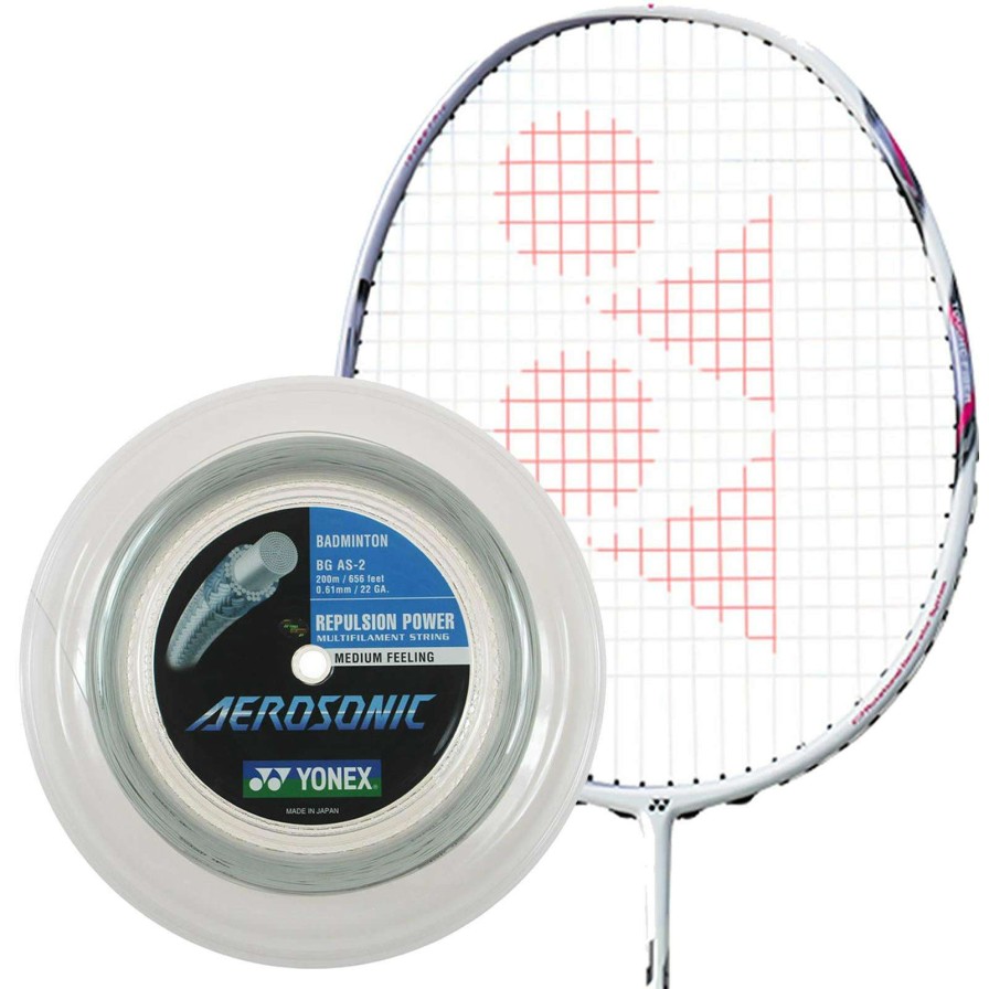 Badminton * | Half Off Yonex Aerosonic Badminton String White 0.61Mm 200M Reel