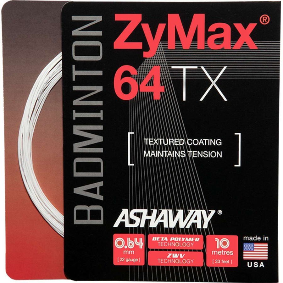 Badminton * | Half Off Ashaway Zymax 64 Tx Badminton String White 0.64Mm 10M Packet