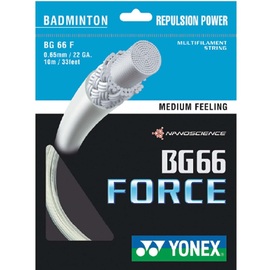 Badminton * | Prefential Price Yonex Bg 66 Force Badminton String 0.65Mm White 10M Packet