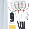 Badminton * | Clearance Baseline 4 Player Beginner Badminton Racket Set Red / Green