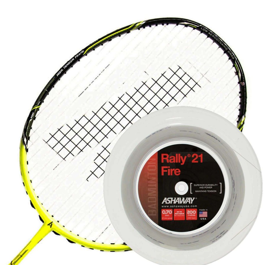 Badminton * | Prefential Price Ashaway Rally 21 Fire Badminton String White 0.70Mm 200M Reel