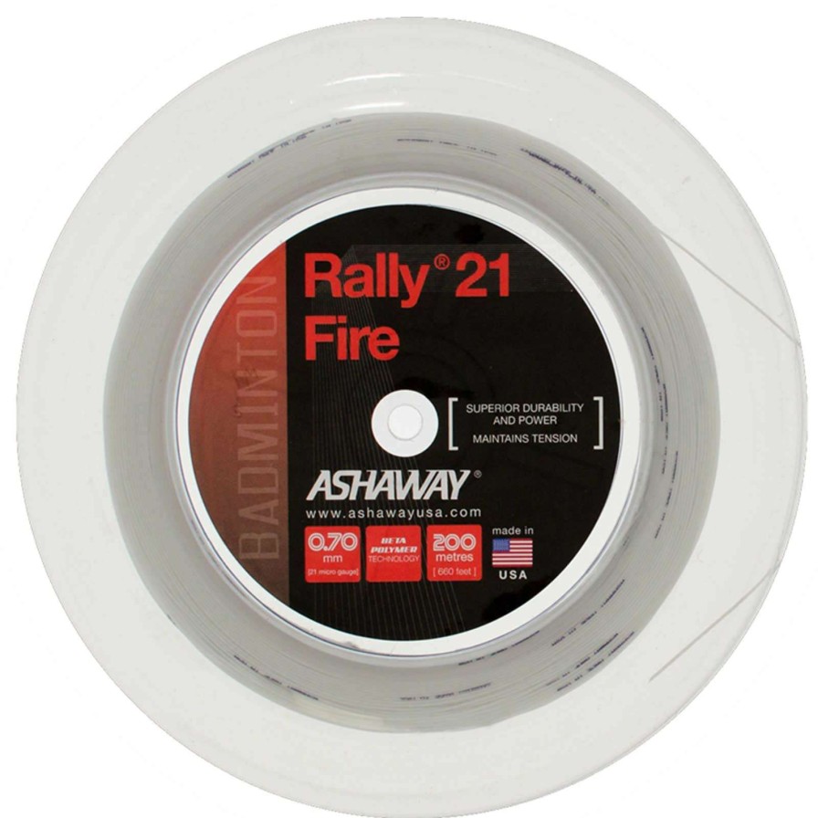 Badminton * | Prefential Price Ashaway Rally 21 Fire Badminton String White 0.70Mm 200M Reel