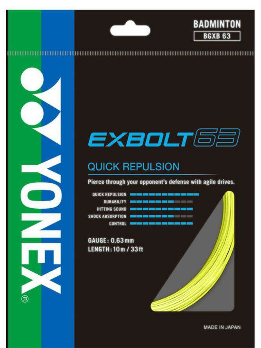 Badminton * | On Sale Yonex Exbolt 63 Badminton String Yellow 0.63Mm 10M Pack