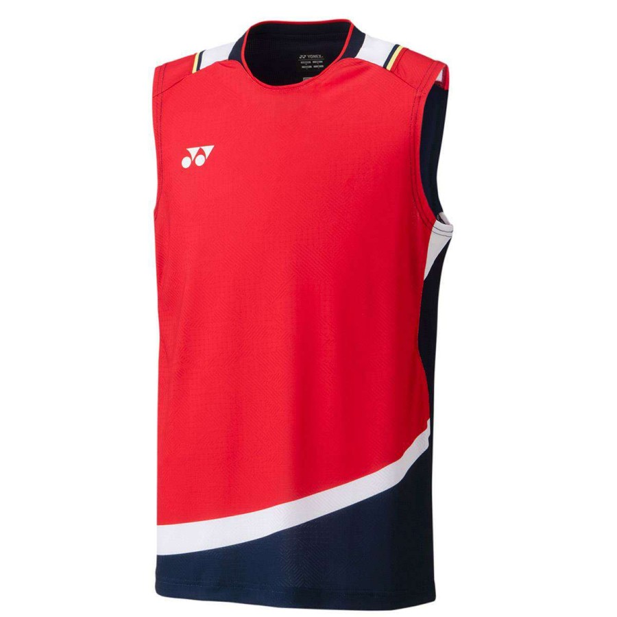 Clothing * | Sales Online Yonex 10490 Mens Sleeveless Shirt Ruby Red