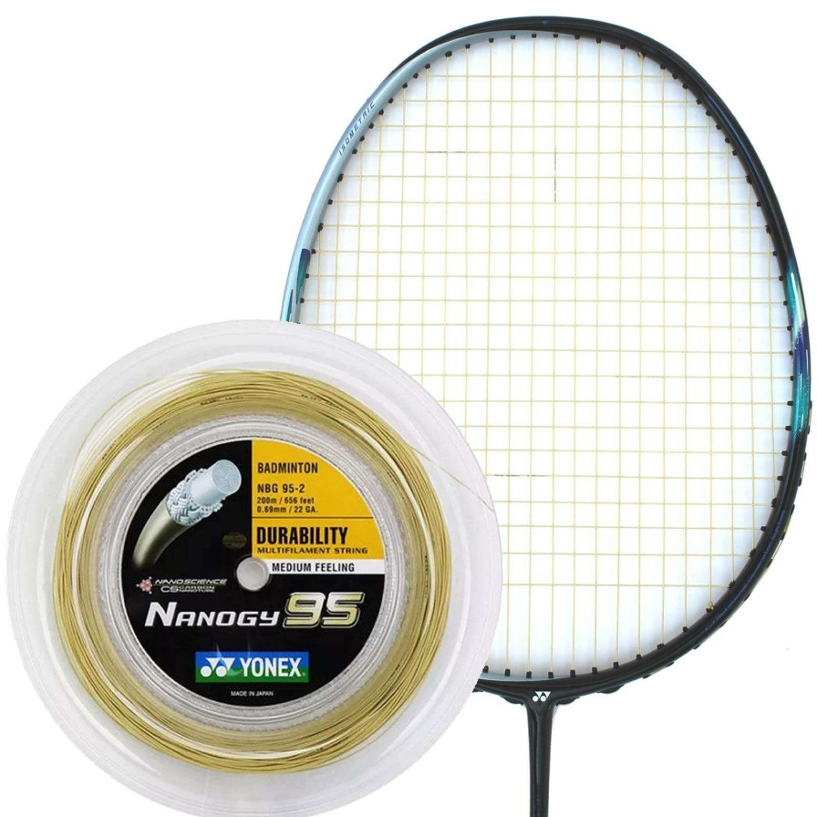 Badminton * | Special Offers Yonex Nanogy 95 Badminton String Gold 0.69Mm 200M Reel