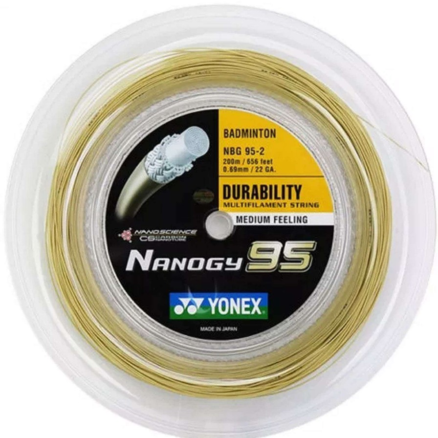 Badminton * | Special Offers Yonex Nanogy 95 Badminton String Gold 0.69Mm 200M Reel