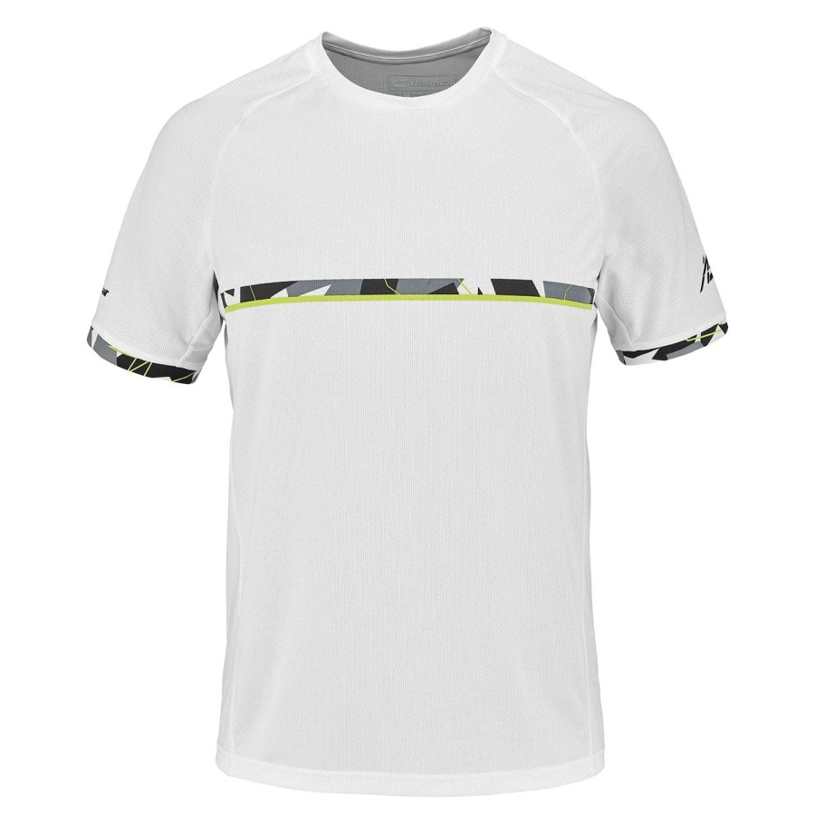 Clothing * | Clearance Babolat Aero Crew Neck Mens Badminton T-Shirt White