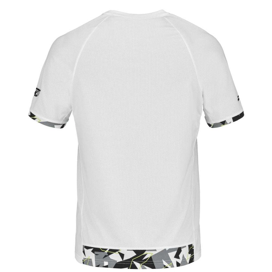 Clothing * | Clearance Babolat Aero Crew Neck Mens Badminton T-Shirt White