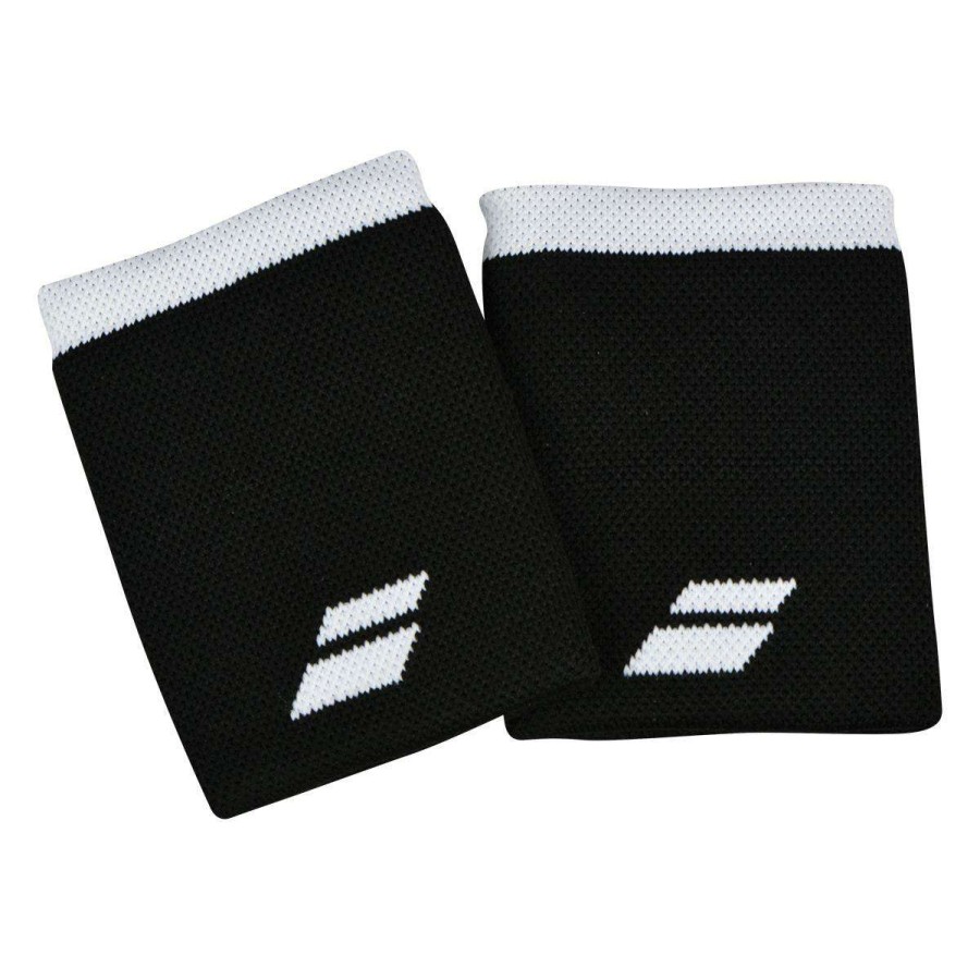 Badminton * | On Sale Babolat Logo Jumbo Wristband Black / White